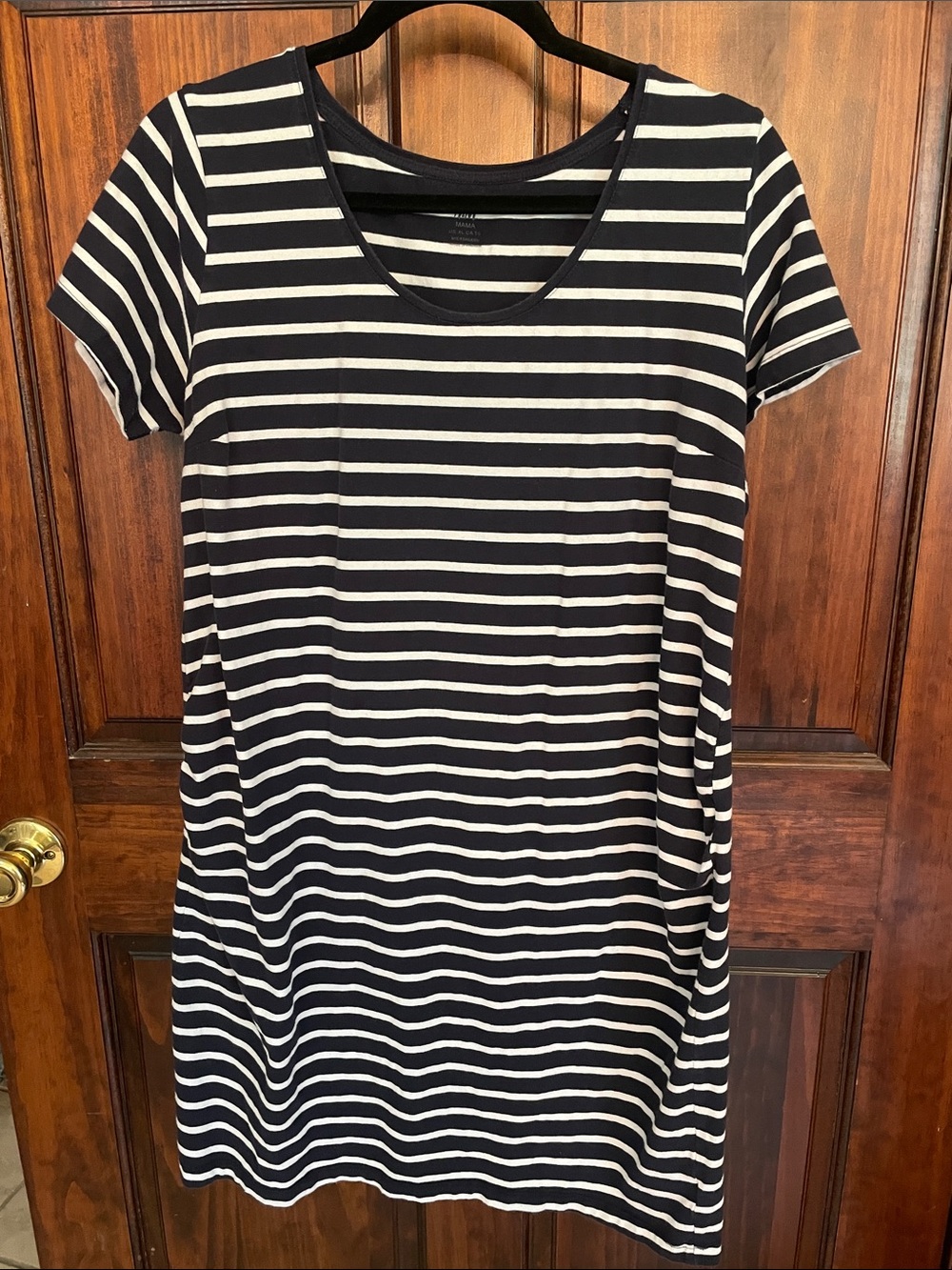 H&M navy and White Striped Midi maternity  Dress